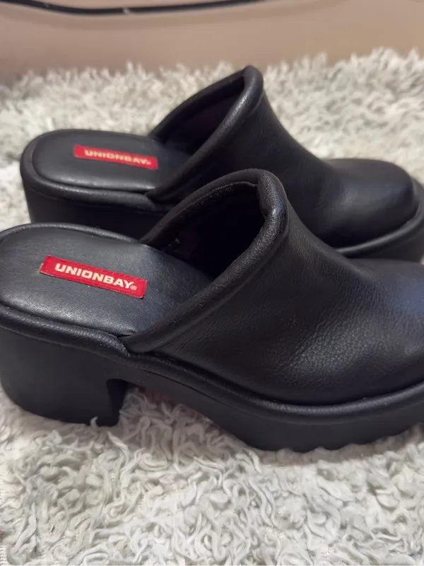 Vintage Style Unionbay "Amber" Black Chunky Platform Clogs - Size 7.5M - Image 2