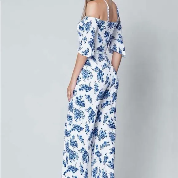 VENUS Blue Floral Off-Shoulder Jumpsuit - Image 2