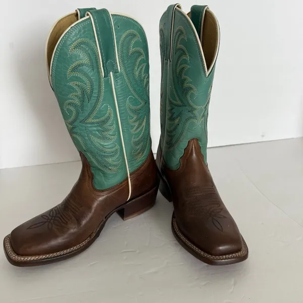 TONY LAMA Rowena 11” Women’s‎ 6B Brown Turquoise Leather Western Boot USA SA2101 - Image 9