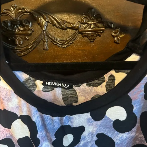 Women's Multicolor Leopard Print Top Pink Size L - Image 2