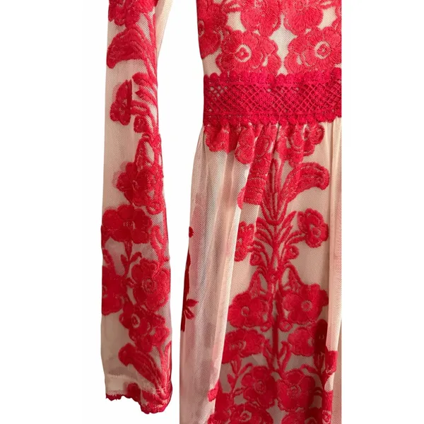 For Love‎ & Lemons Temecula Maxi Dress Red Floral Women's Size Medium - Image 14