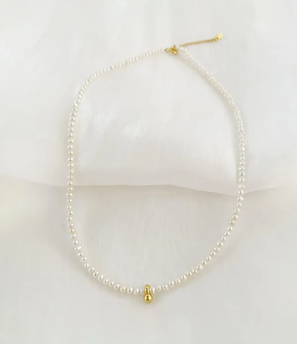 Rice Pearl Necklace , genuine Pearl - Image 3