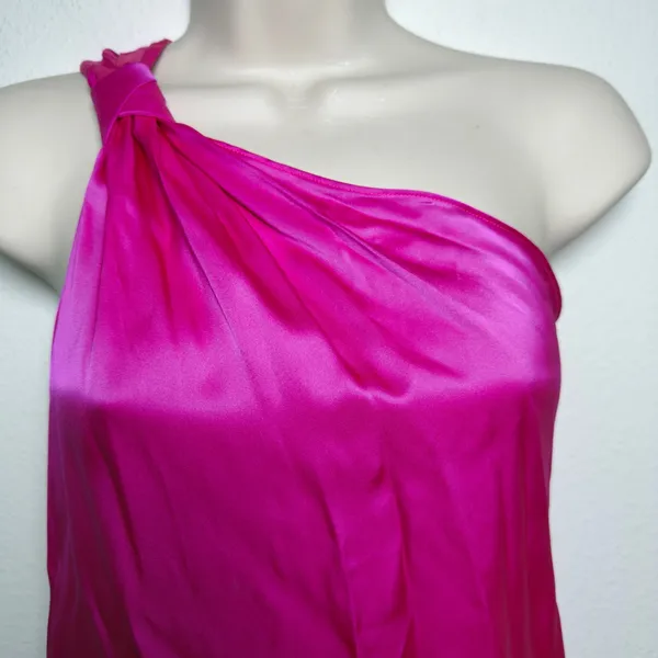 NEW Amanda Uprichard Women 100% Silk Top Small Pink One Shoulder Club Party - Image 3