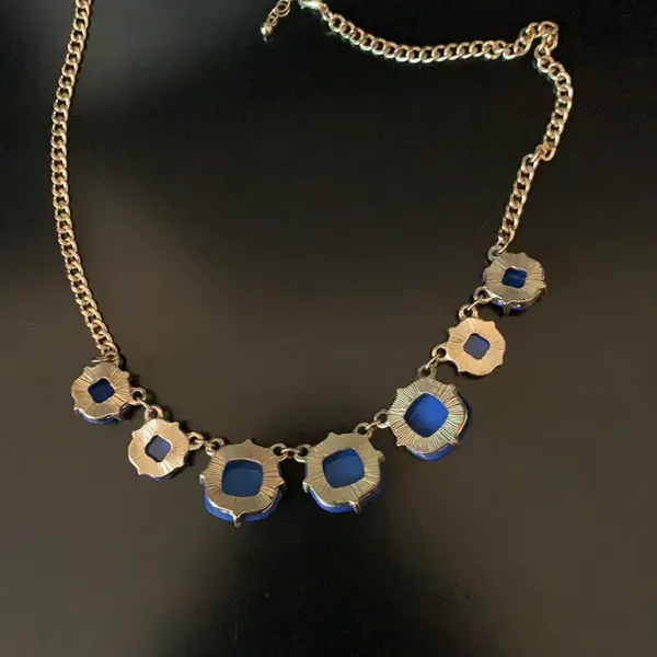 Francesca’s blue necklace with gold chain - Image 2