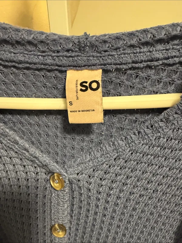 SO Blue Waffle-Knit Peplum Hoodie - Image 2