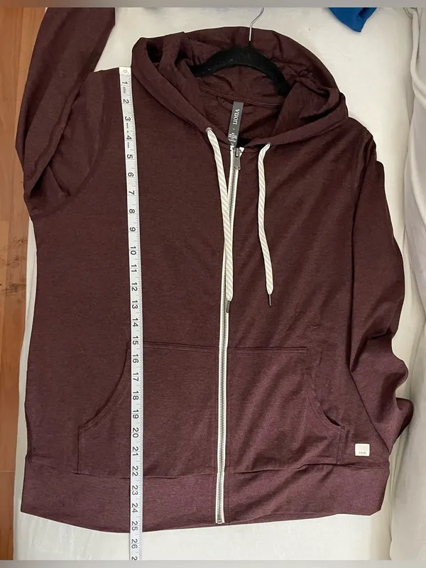 Vuori NWOT Halo Performance Hoodie Heather Red Full-Zip sweatshirt L - Image 7