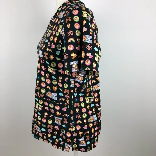 The Wonderful World of Disney Chip N Dale Felling Nutty Medical Scrub Top Small - Image 3