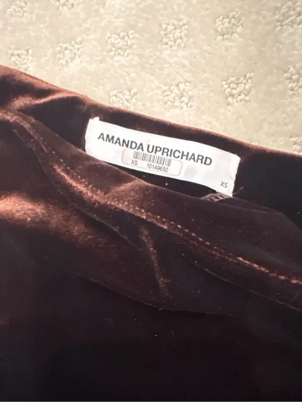 Amanda Uprichard Ania Cocoa Velvet One Shoulder Ruched Top XS - Image 3