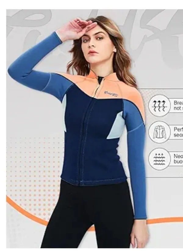 Wetsuit top women's 2mm jacket Long Sleeve Neoprene diving surfing size … - Image 2