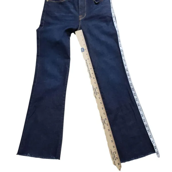 Frame Le Crop Mini Boot Jeans Womens 25 Blue Denim Fray Raw Hem Stretch - Image 5