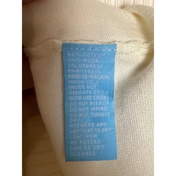 J.McLaughlin‎ Womens Ivory Ribbed Shoulder Button Cotton Modal Sweater Large - Image 3
