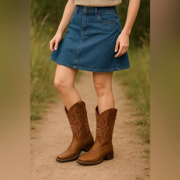SheSole Women’s Size 10 Wide Brown Country Western Cowboy Boots Square Toe NIB - Image 2