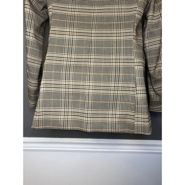 Marled Blazer Womens S Beige Plaid Double Breasted Lined Notch Lapel Jacket - Image 7
