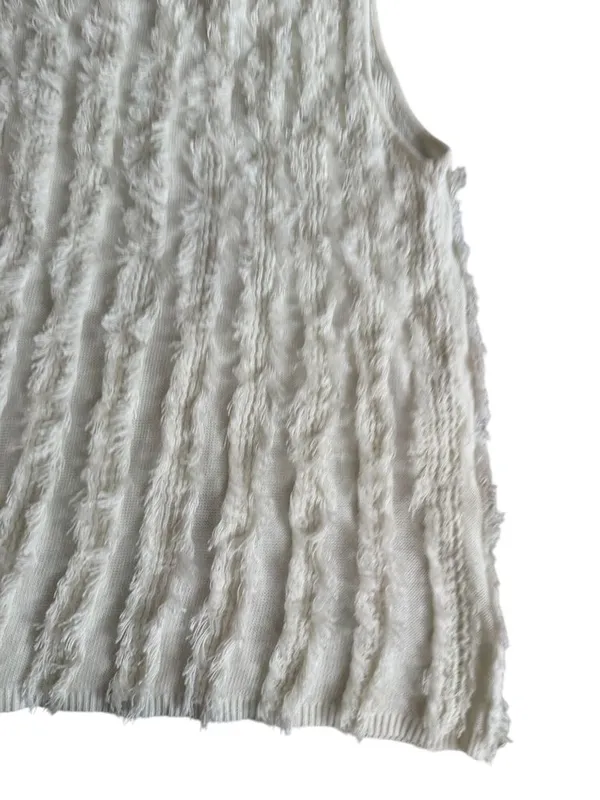 CURRENT AIR Ivory Winter White Striped Tank Top Size Large - Image 5