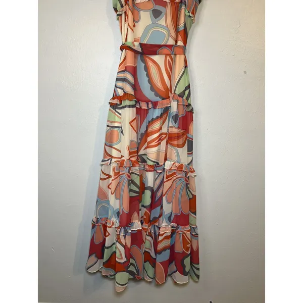 Alexis for Target Mixed Floral Sleeveless Tiered Ruffle Maxi Dress Size L Boho - Image 9