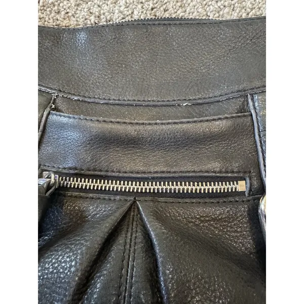 B Makowsky leather handbag‎ crossbody Shoulder Silver Hardware Leopard Interior - Image 2