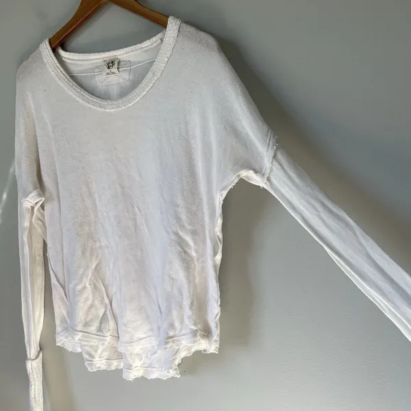 We The Free Oversized Relaxed Knit Ribbed Boho Blouse Top White Women's Size XS - Image 3
