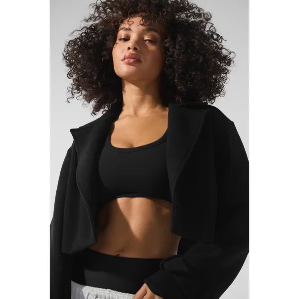 Alo Yoga Wool Cropped Metro Trench Black S - Image 4