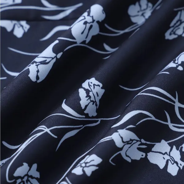 RIHOAS Navy Floral U-Neck Puffed-Sleeve Maxi Dress - Image 8