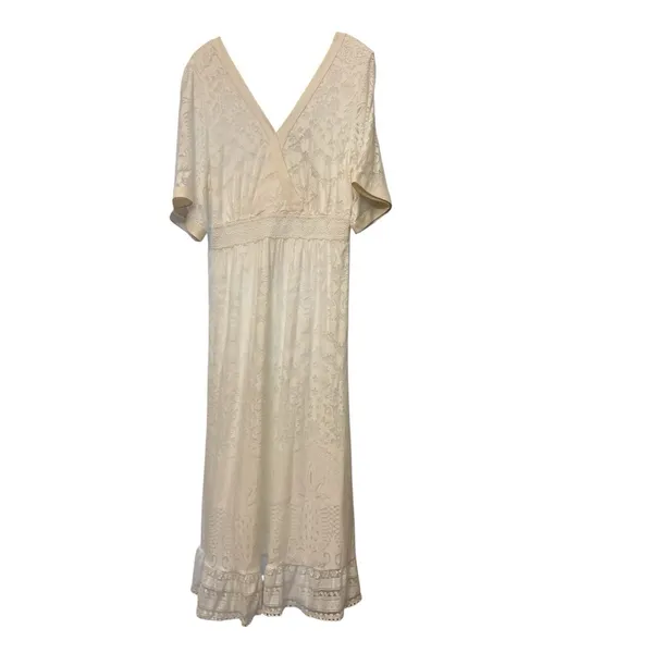 Farm Rio for Anthropologie OffWhite Lace‎ Devore Midi Dress M - Image 2