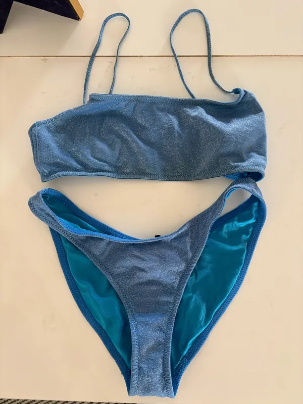 Blue Sparkly Triangl Bikini - Image 7