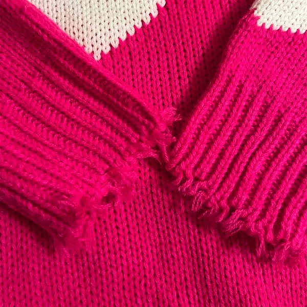 Chic Soul Looking For A Lover Valentines Heart Neon Fuchsia Sweater - size XL/1X - Image 8