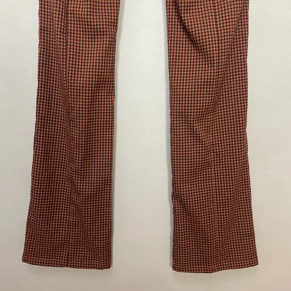 Urban Outfitters Pants‎ Gingham Plaid Black Brown Flared Leg Size 2 Preppy Retro - Image 9