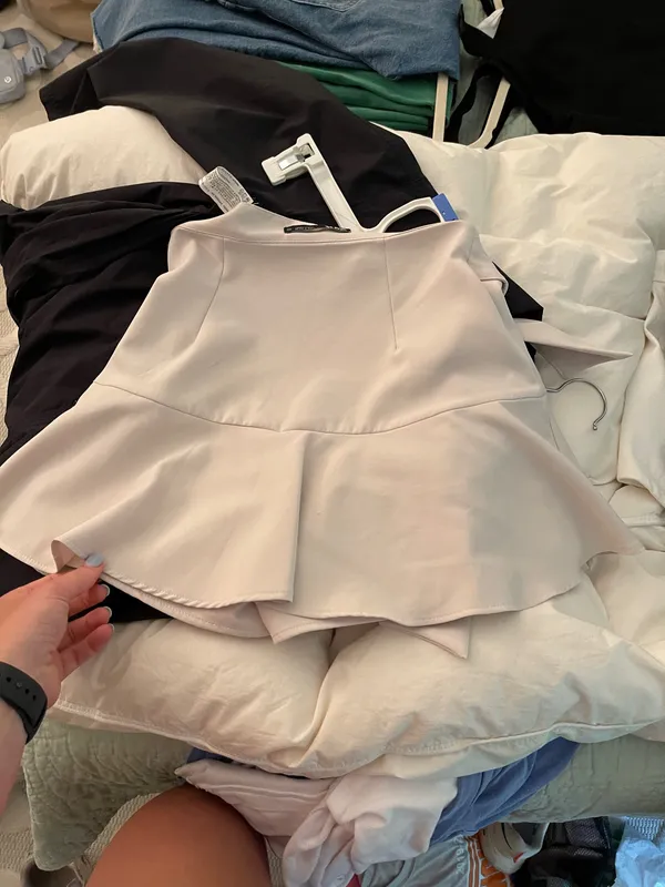zara cream self tie belted waist ruffled hem skort - Image 5