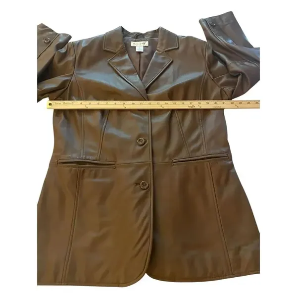 Preston & York Women’s Lambskin Leather Jacket Brown Size L - Image 4