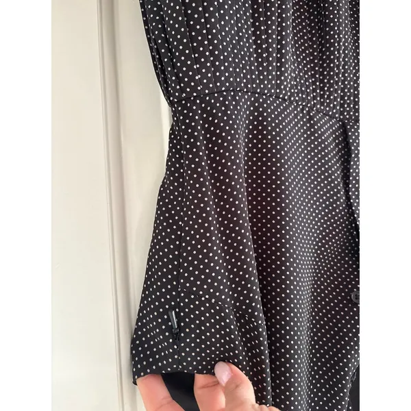 Jack Wills Black White Polka Dot Sleeveless Pleated Shirt Dress Women’s US 2 - Image 5