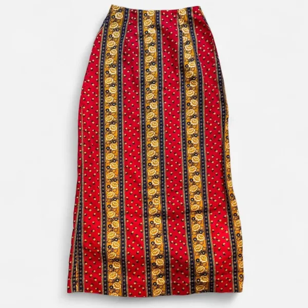 Red, Yellow, and Blue Striped Floral Button Down Maxi Skirt (Size XS) - Image 5