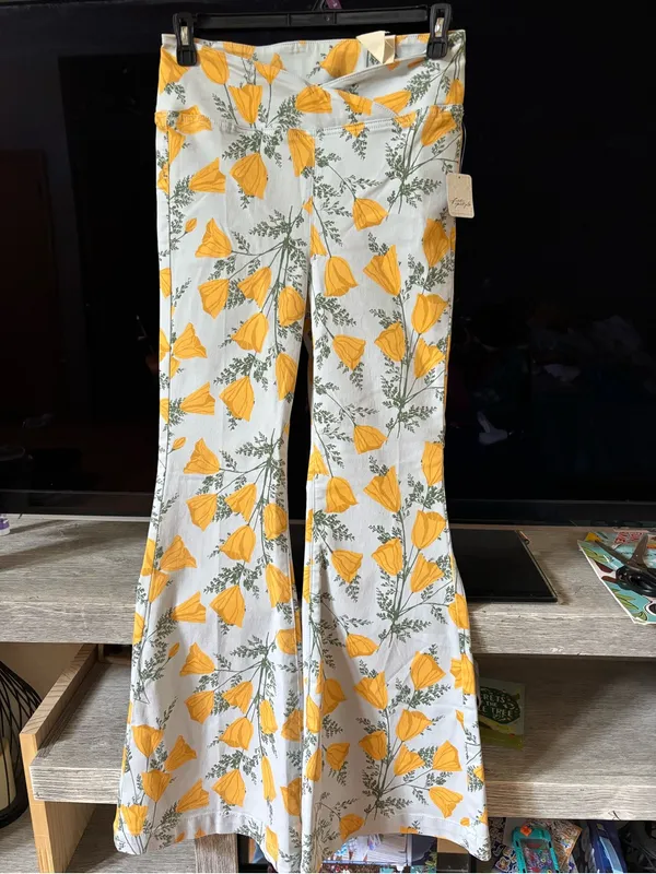 We The Free Yellow Floral Boot Cut Pants - Image 3