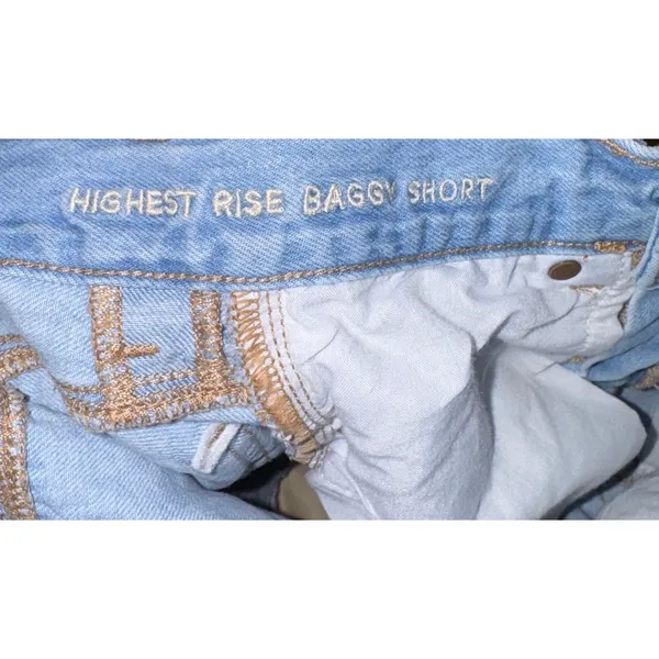 American Eagle High Rise‎ Baggy Shorts Size 26 Distressed Light Wash Spring Mom - Image 11