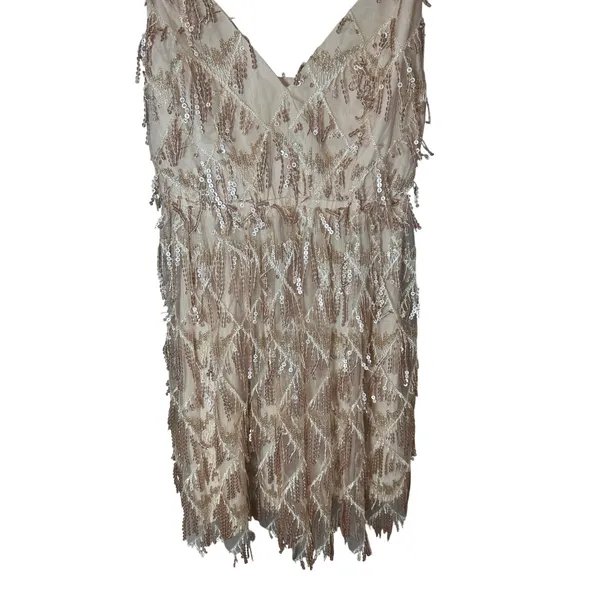 Showpo NWT Khrizza Sequin Gathered Mini Dress Gold Size 2 Eras Tour Taylor Swift - Image 3