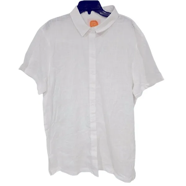 LUCKY WE LIVE HAWAII x GOLDFISH KISS WHITE COTTON SHORT SLEEVE BUTTON COVERUP ML - Image 8