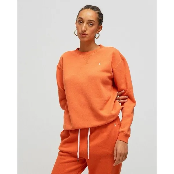 Ralph Lauren Polo Fleece Crewneck sweatshirt pants sweatsuit Orange S/XS New - Image 4