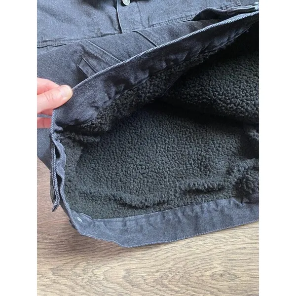 NWOT Womens KanCan‎ Sonny Sherpa Trucker Jacket acid black denim size L - Image 12
