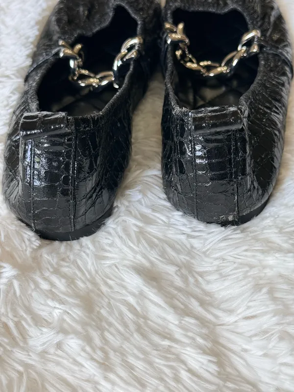 Aerosoles Snakeskin with Silver Chain Flats - Image 8