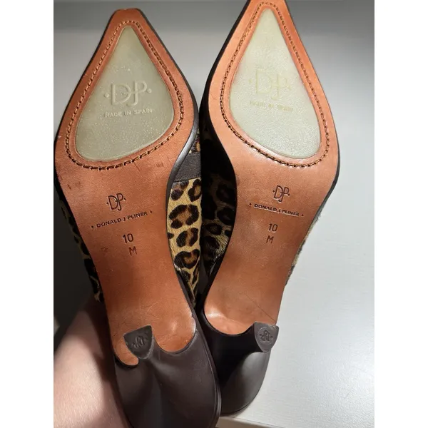 Donald J Pliner Leopard Print Mule Pointed Toe Kitten Heel Fur Size 10 Secretary - Image 8