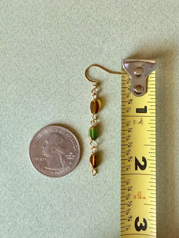 Handmade glass beads fairy whimsy dainty unique dangle earrings🌀🌙 - Image 5