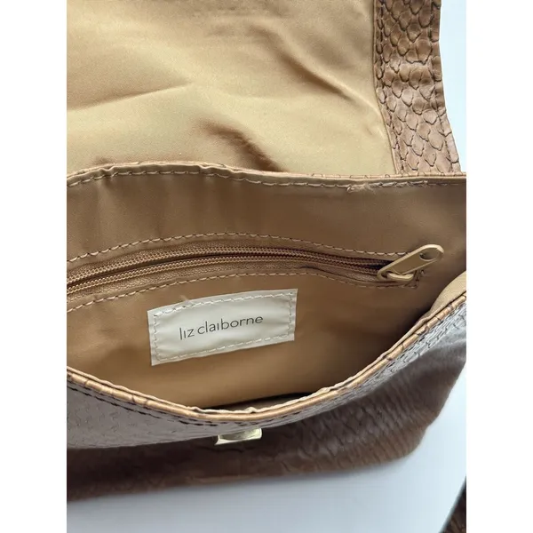 Liz Claiborne Small Purse Crossbody Brown Exotic Reptile - Image 10
