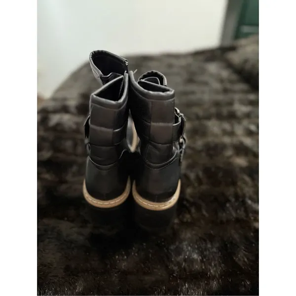 Esprit Women's moto Biker/Platform Combat Boots black 10 new lug - Image 3
