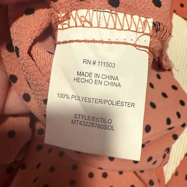 O L M Black and Orange Puff Sleeve Blouse with Tie Front - Image 8