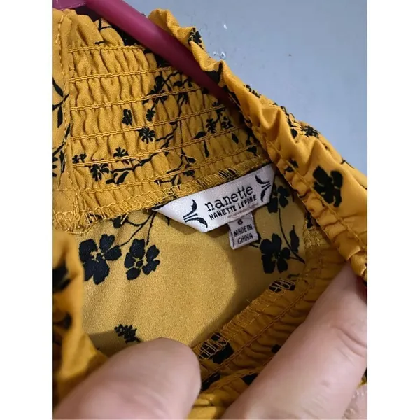 Nanette Nanette Lepore Colonel Mustard Pleated High Neck Dress Sz 6 - Image 5