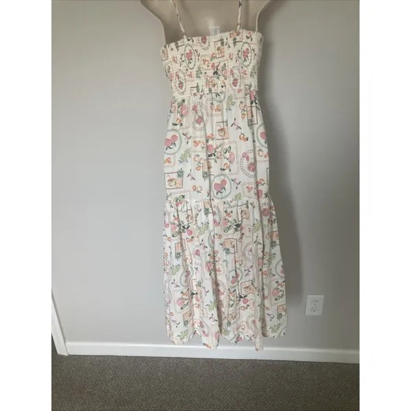 Cynthia Rowley fruit floral sundress midi tiered spaghetti straps S pockets - Image 9