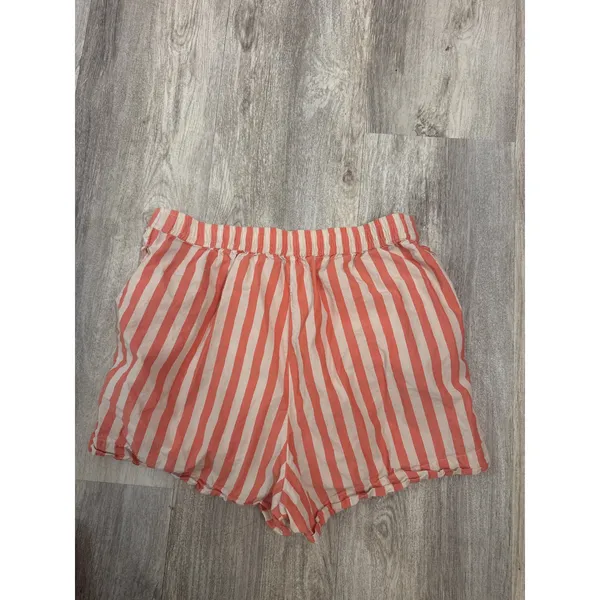 Anthropologie Orange White Striped Cotton Boxer Lounge Shorts Size M - Image 4