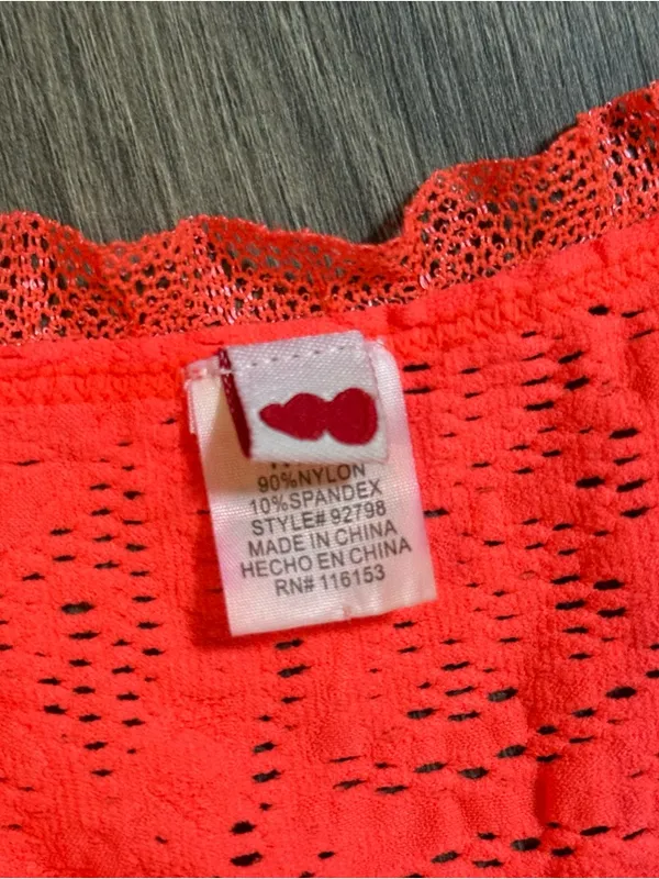 Y2K 2000s Neon Orange Stretchy Lace Trim Tank Top M/L Rave Clubwear Jersey Shore - Image 5