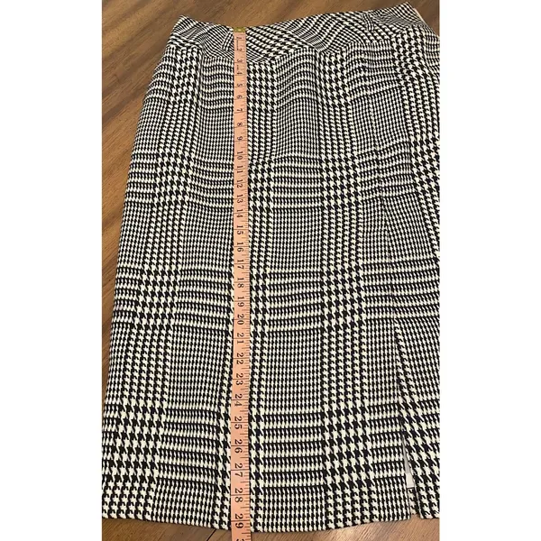 Evan Picone Classic Tailored Black White Houndstooth Plaid Midi Skirt Sze 10 Timeless Career - Image 7