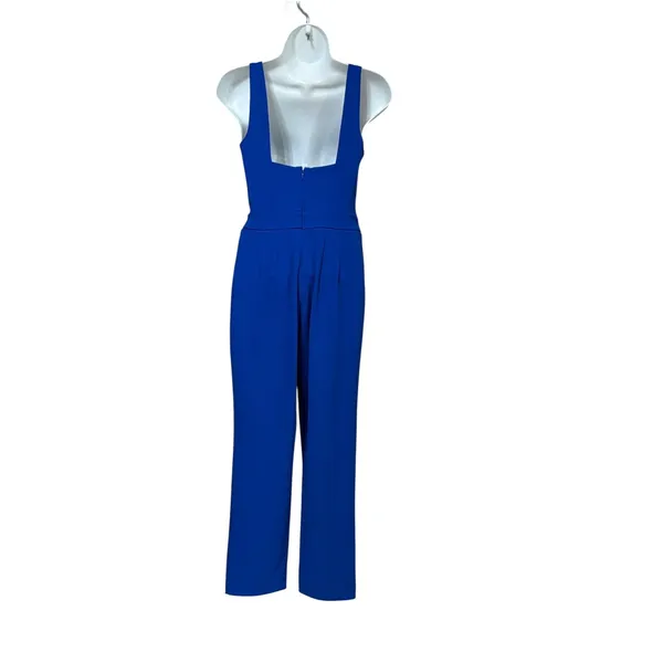Express Royal Blue Deep V-Neck Sleeveless Straight Leg Jumpsuit Square Back - Image 4
