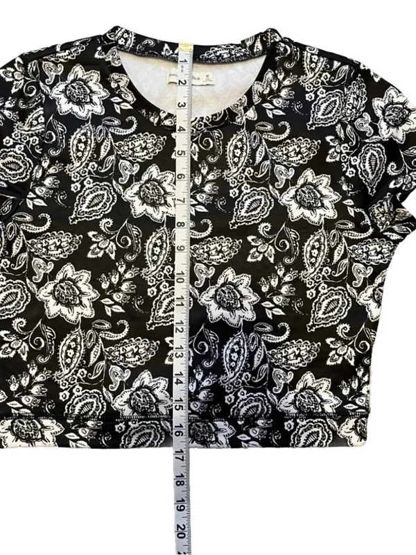 Abercrombie & Fitch Black And White Paisley Bandana Cropped Shirt Size M - Image 4